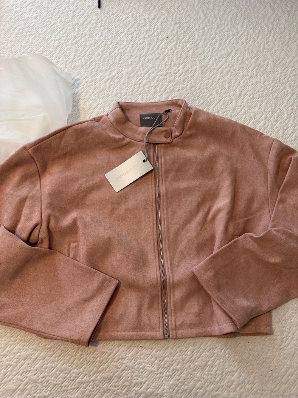 Blush Suede Cropped Jacket Cernucci NWT L
